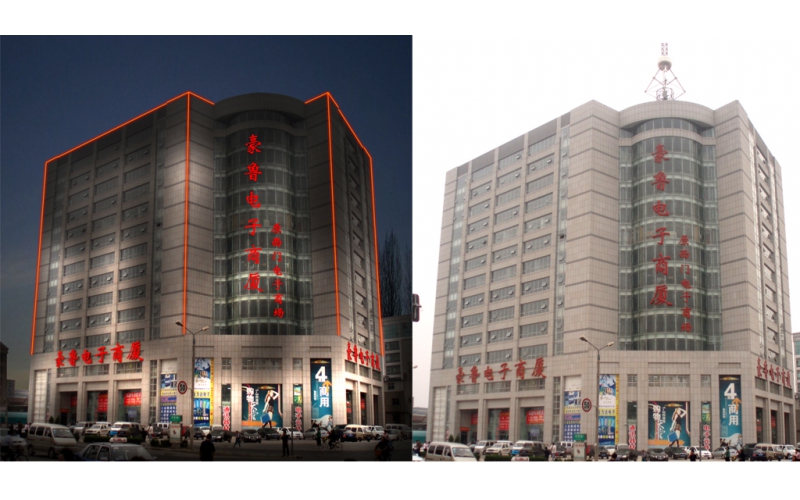 豪魯電子商廈發(fā)光標(biāo)識，壓克力發(fā)光大字